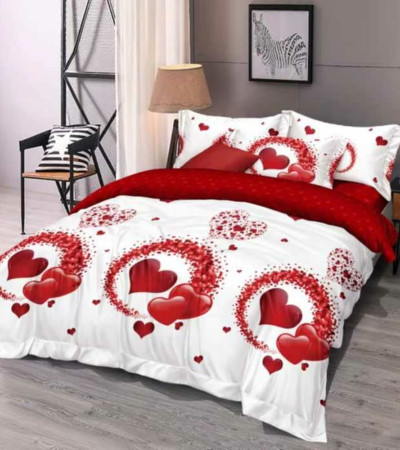 WHITE LOVE 3 PIECE BED LINEN COVER