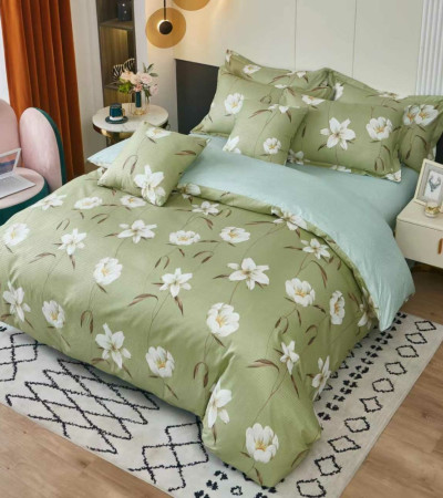 GREEN LILY 6 PIECE CREPE BED COVER