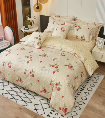 STRAWBERRY 6 PIECE CREPE BED COVER