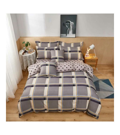 GRAY CUBE 6 PIECE FLANNEL BED COVER