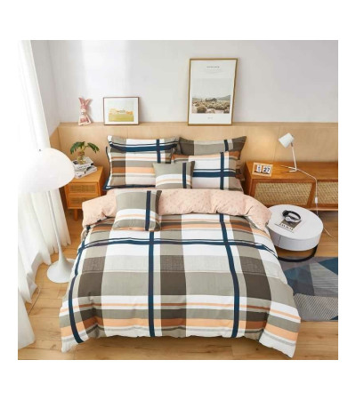 BROWN BAND 6 PIECE FLANNEL BED COVER