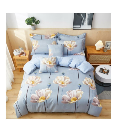 WIND FLOWER 6 PIECE FLANNEL BED COVER