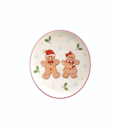 CHRISTMAS GINGERBREAD PATTERN PLATE