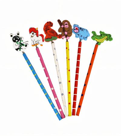 Pencils with animal-shaped decorations Panda Tiger