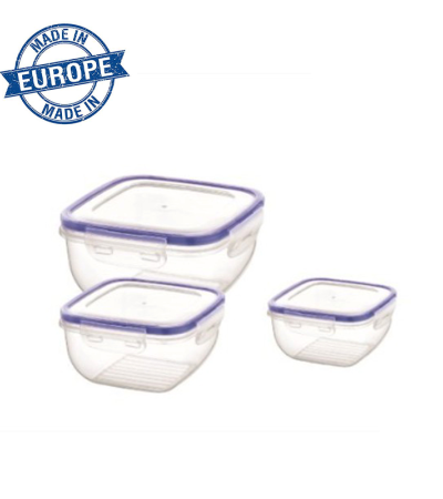 Food Storage Box Set of 3 500ml 900ml 1500ml violet border