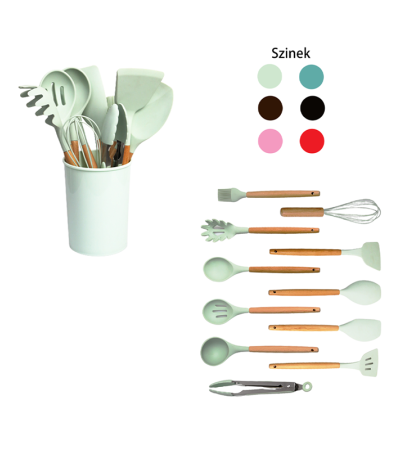 Wooden Handle Silicone kitchen utensil set 12-pieces