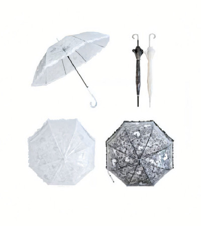 Csipkés esernyő pvc fehér  nőknek