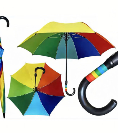 Rainbow Umbrella Long Large handle Automatic Opening