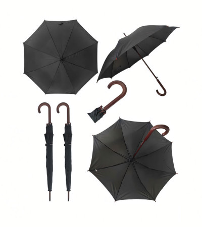 Esernyő Automatikus nyitás Szélvédelem Két személyre Klasszikus fa fogantyú