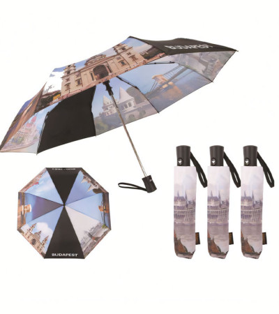 Budapest Pattern Tri-fold Umbrella Automatic
