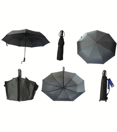 Windproof and ultra-lightweight black tri-fold umbrella