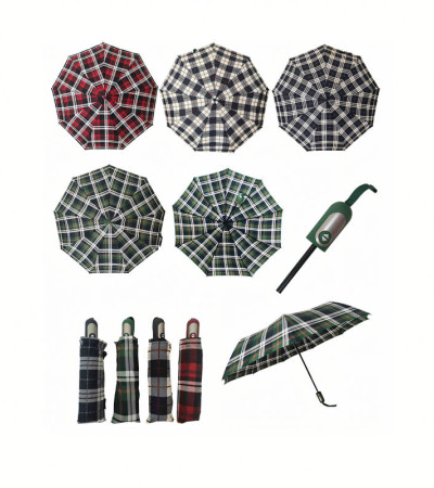 Önbehúzódó kockás esernyő napfényes esernyő kétcélú összecsukható esernyő