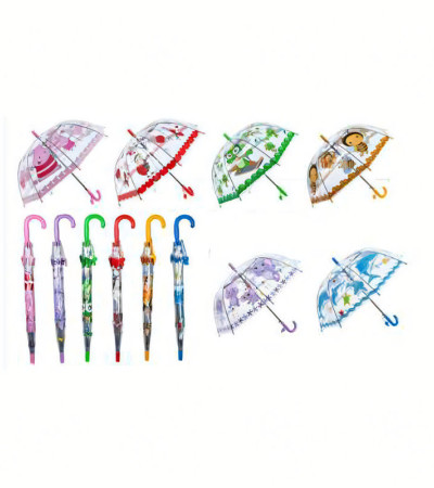 Children Kids Transparent Umbrella With Cartoon Patterns