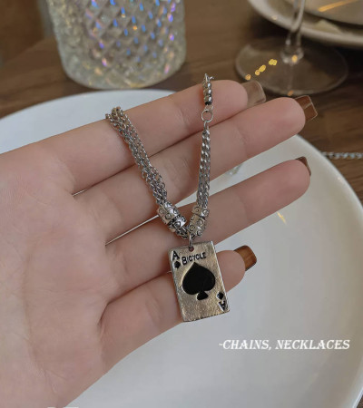 NECKLACE STYLISH AND MODERN "ACE OF SPADES" NECKLACE